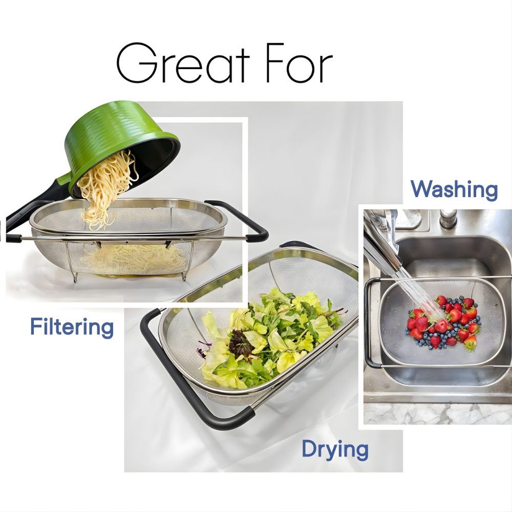 FlexiDrain™ Stainless Mesh Colander